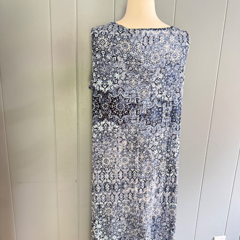 NWT Cynthia Rowley‎ Womens 1X Maxi Dress Blue Medallion Tile Print Banana Boho - Picture 6 of 9
